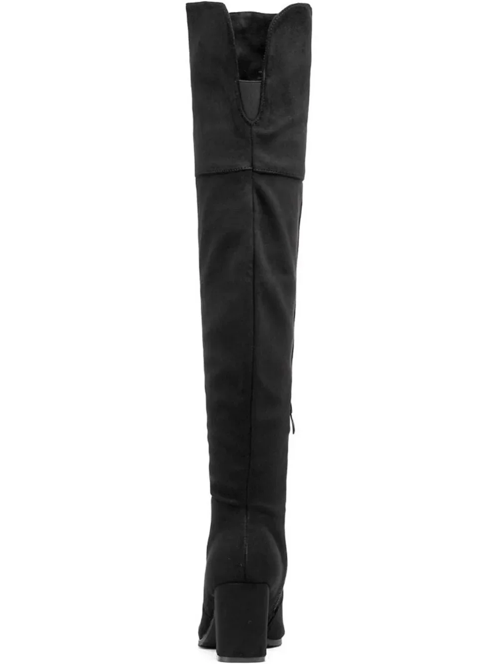 Women's Black Round Toe Side Zipper Chunky Heel Over The Knee Thigh High Boots